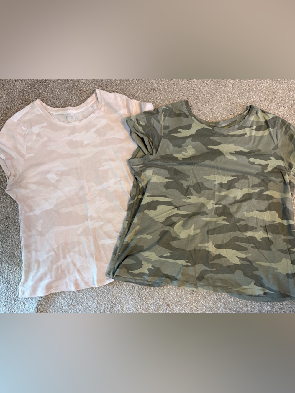 Athleta Women’s Camo Short-Sleeve Tees - Olive & Cream